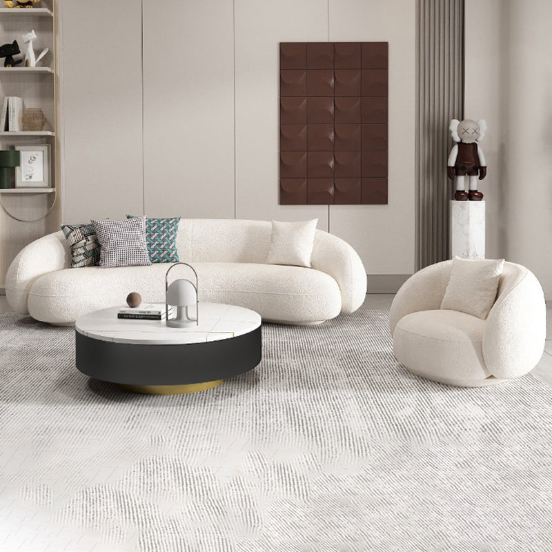 Wool Sloped Arm Sofa Contemporary Curved Sofa for Living Room, Apartment