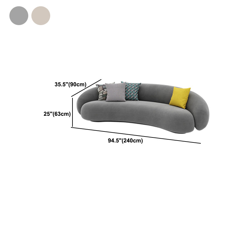 Wool Sloped Arm Sofa Contemporary Curved Sofa for Living Room, Apartment