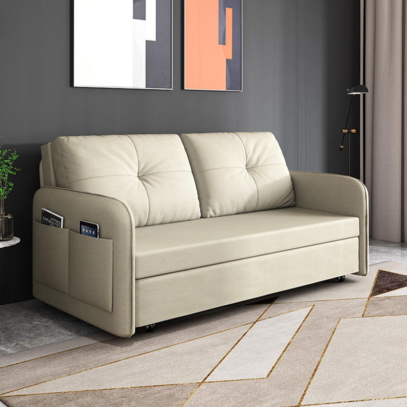 35.4" H Faux Leather Square Arm Tufted Sofa Bed For Living Room