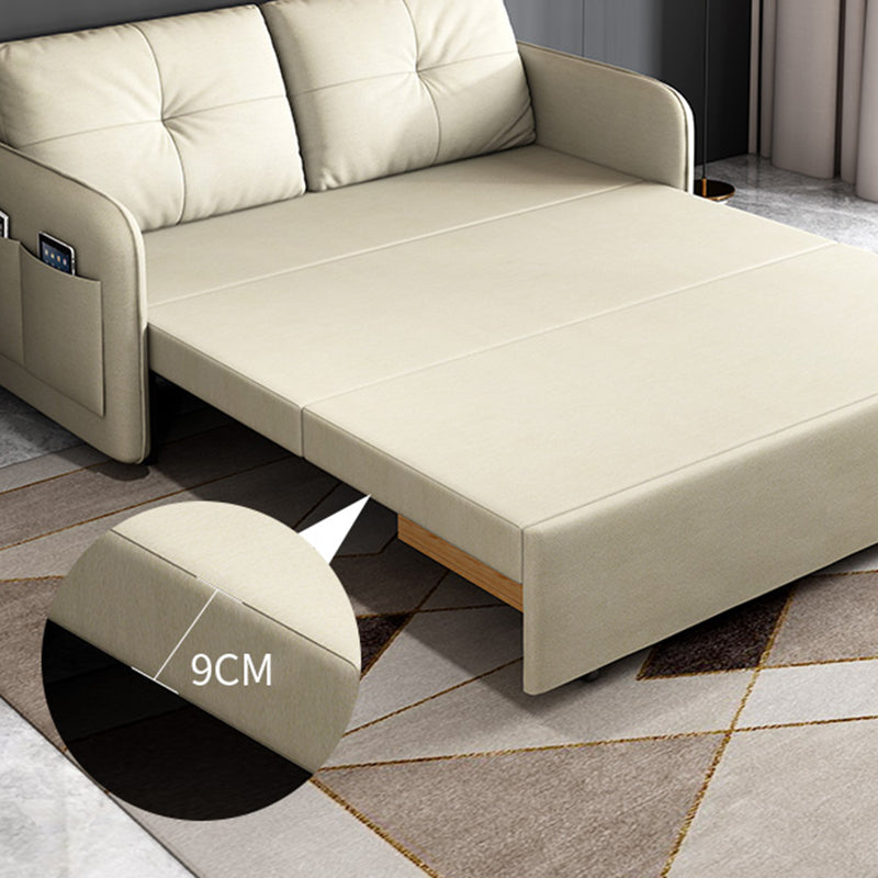 35.4" H Faux Leather Square Arm Tufted Sofa Bed For Living Room