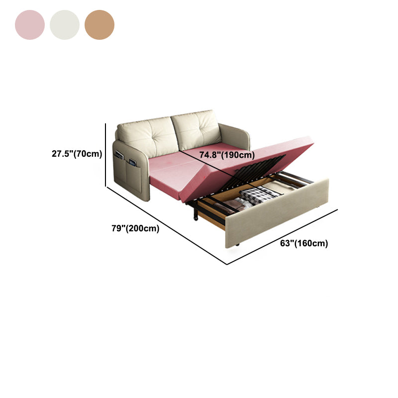 35.4" H Faux Leather Square Arm Tufted Sofa Bed For Living Room