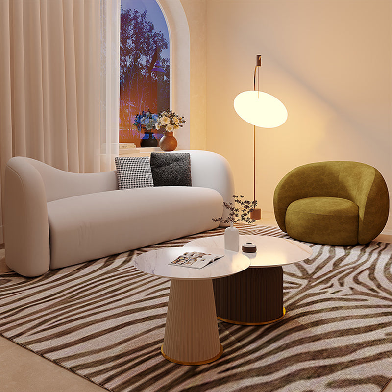 Modern Style Sofa Bed Curved Back with Sponge Cushions Filled with Sloped Armrest