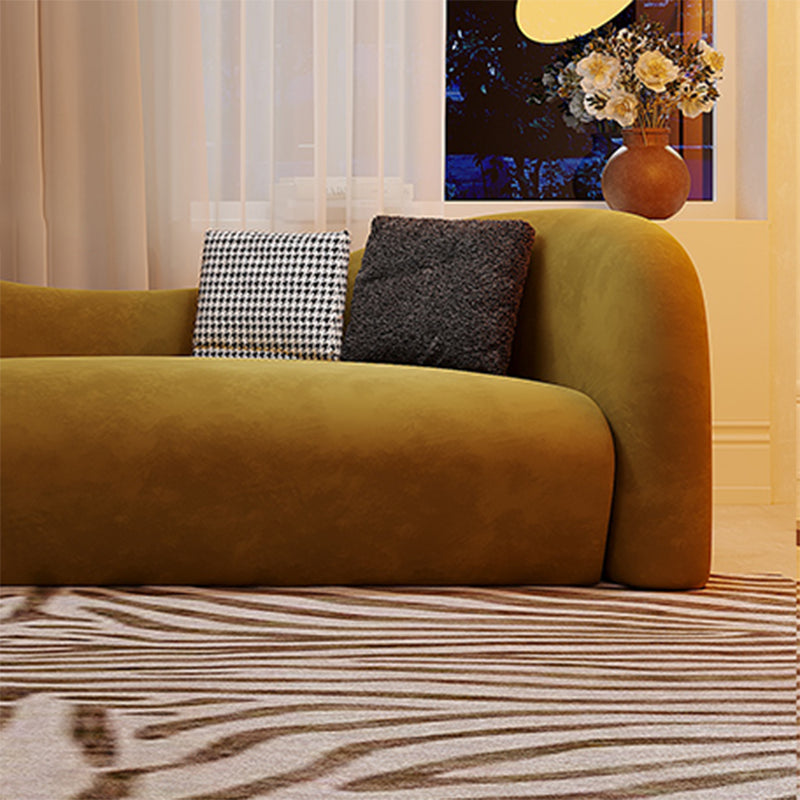 Modern Style Sofa Bed Curved Back with Sponge Cushions Filled with Sloped Armrest