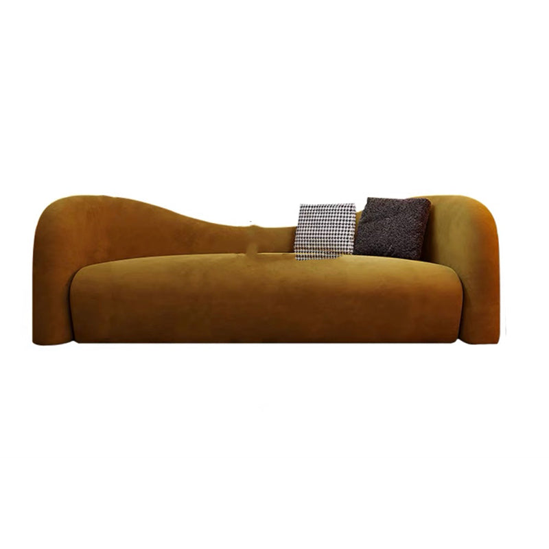 Modern Style Sofa Bed Curved Back with Sponge Cushions Filled with Sloped Armrest