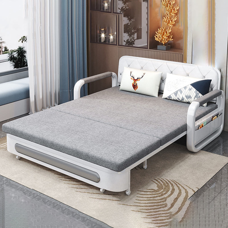 Tight Back Modern Square Arm Sofa Bed in Grey for Living Room