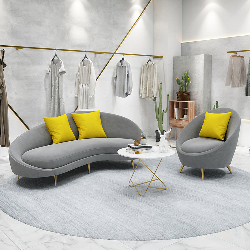 Ultra-Modern Curved Sofa with Tight Back and Tuxedo Arm for Apartment