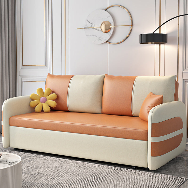 Faux Leather Stain Resistant Square Arm Modern Bed Sofa Couch