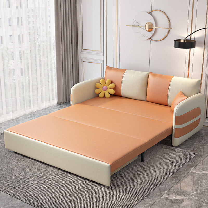 Faux Leather Stain Resistant Square Arm Modern Bed Sofa Couch