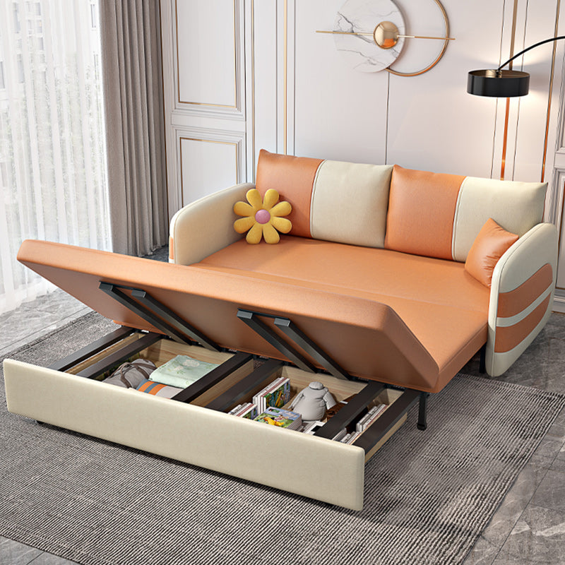 Faux Leather Stain Resistant Square Arm Modern Bed Sofa Couch