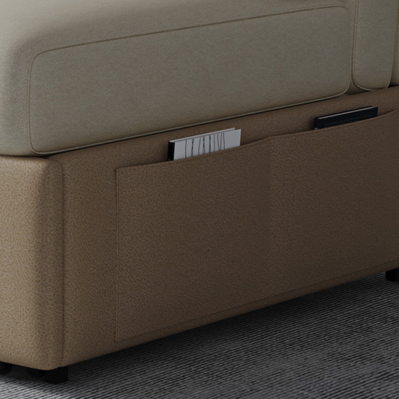 Stain Resistant Faux Leather Modern Armless Bed Sofa Couch in Beige