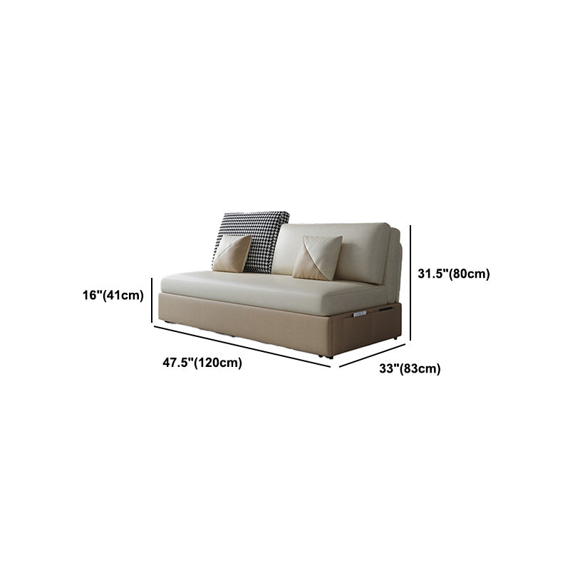Stain Resistant Faux Leather Modern Armless Bed Sofa Couch in Beige
