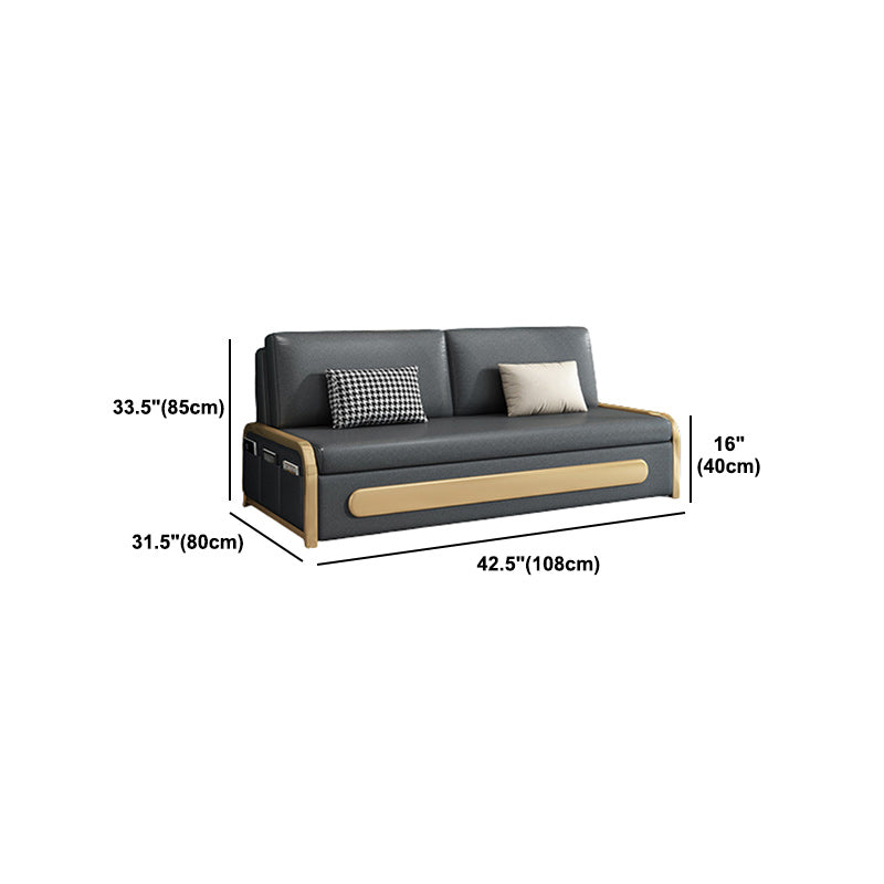 Armless Modern Faux Leather Stain Resistant Bed Sofa Couch in Grey