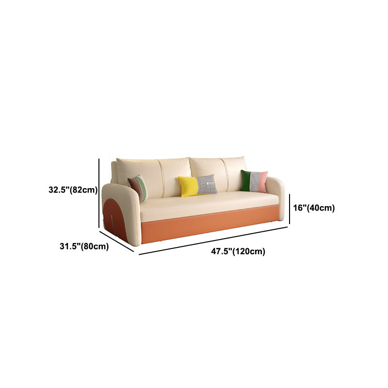 Modern Square Arm Faux Leather Stain Resistant Bed Sofa Couch
