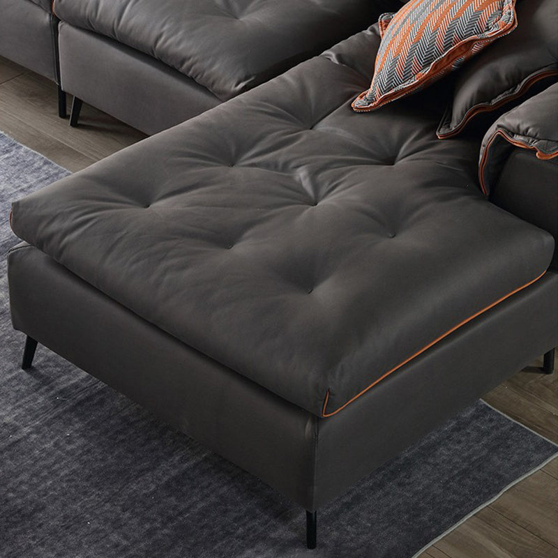Modern Tufted Sofa & Chaise Stain Resistant Sectional .41.33 Inch in Dark Grey