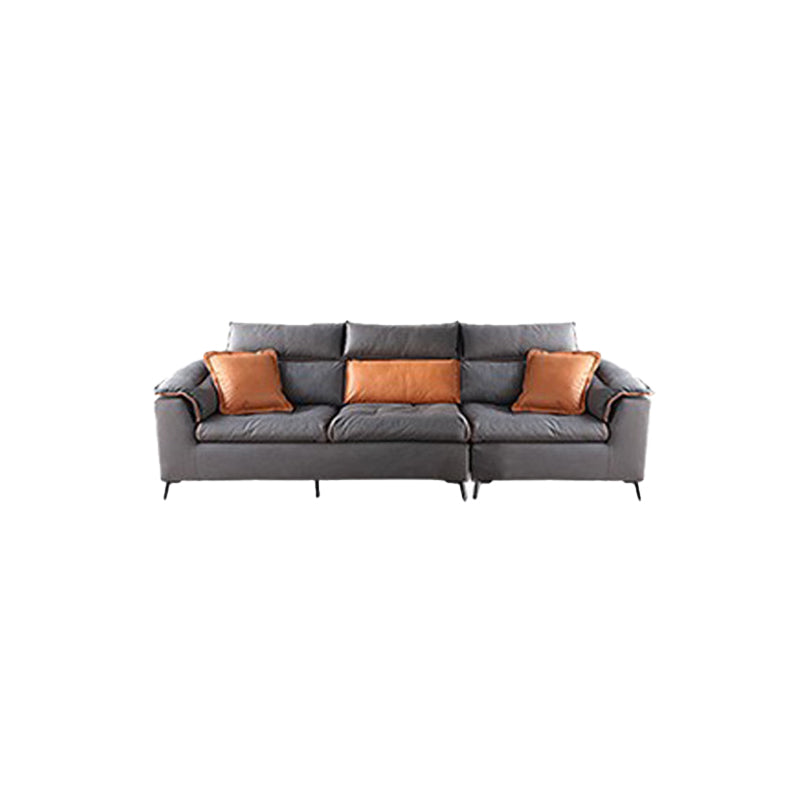 Modern Tufted Sofa & Chaise Stain Resistant Sectional .41.33 Inch in Dark Grey