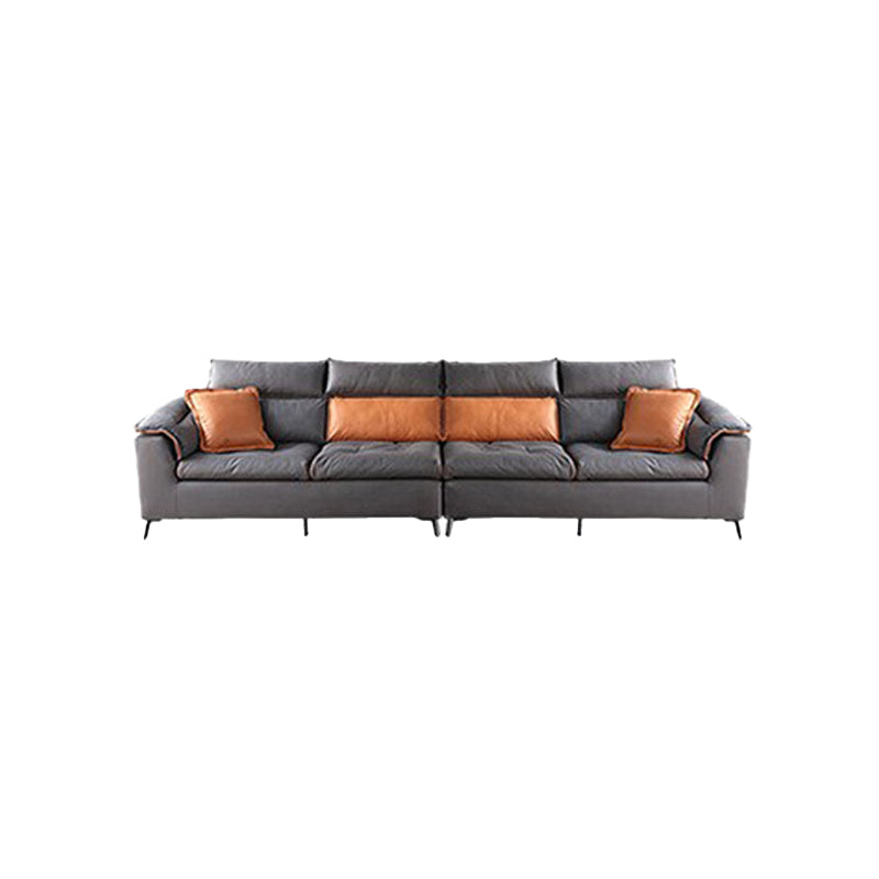 Modern Tufted Sofa & Chaise Stain Resistant Sectional .41.33 Inch in Dark Grey