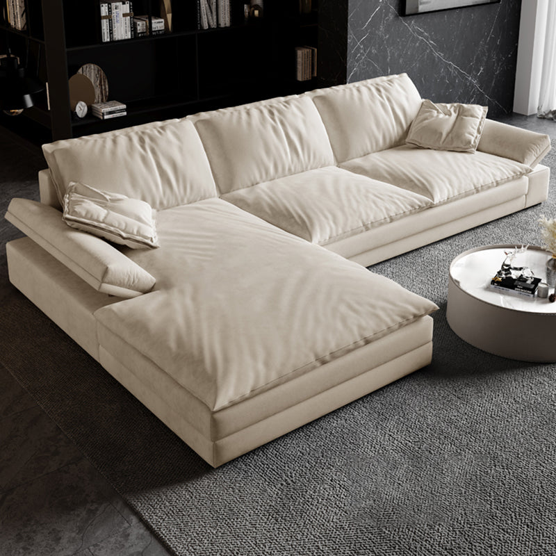 Scandinavian Cream Cushion Back Stain-Resistant Faux Leather Sofa