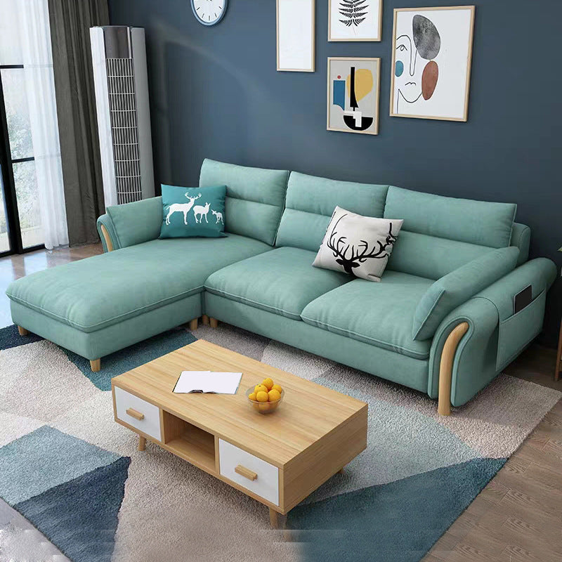 35.43" Tall Modern Linen Sectional Flared Arm Sectional for Living Room