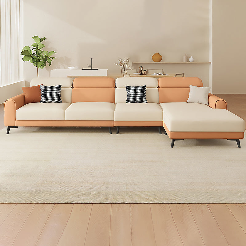 Contemporary Stain-Resistant Cream White Square Arm Faux Leather Sofa
