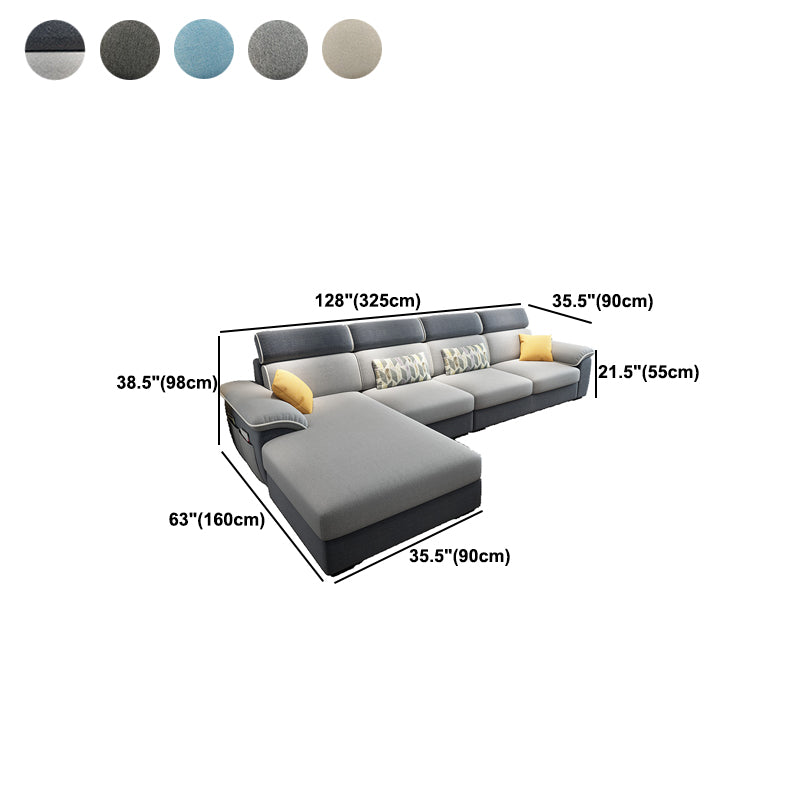 63" W Pillow Top  Arm Sectionals,Living Room Fabric Sectional sofa,L-Shape