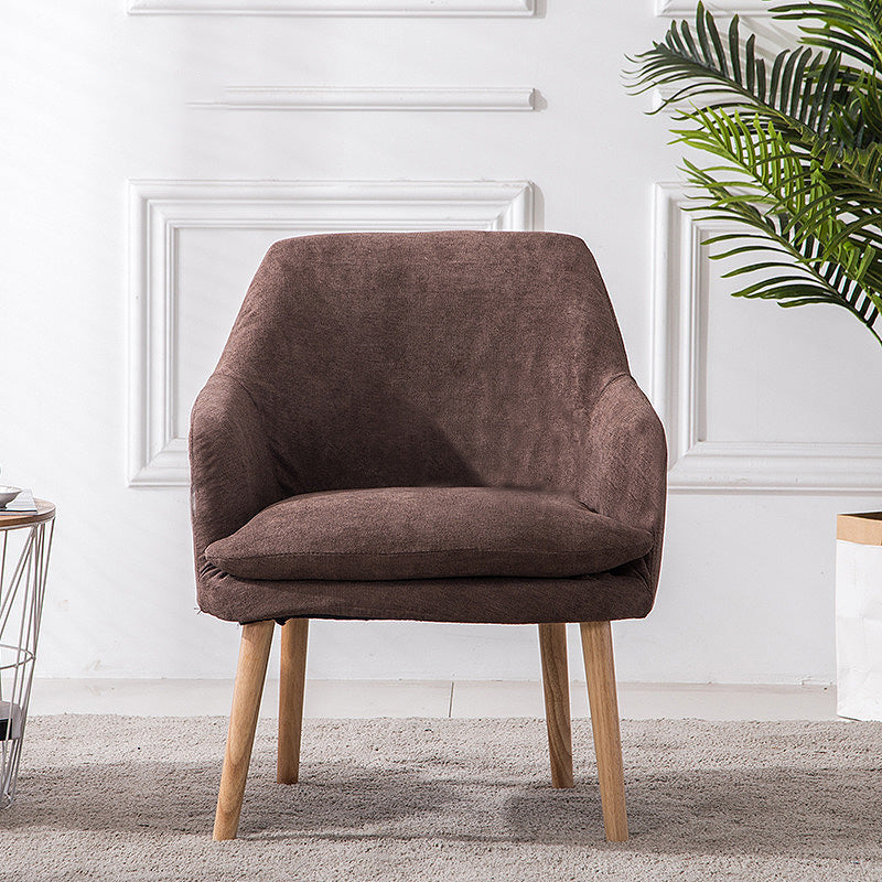 Velvet Chair with Sloped Arms and Basic Four Wooden Legs for Apartment