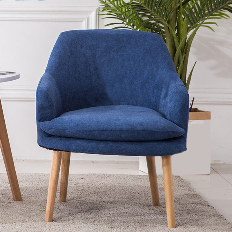 Velvet Chair with Sloped Arms and Basic Four Wooden Legs for Apartment