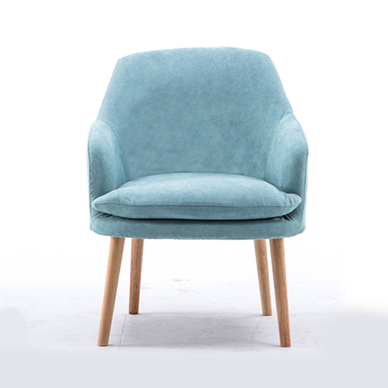 Velvet Chair with Sloped Arms and Basic Four Wooden Legs for Apartment