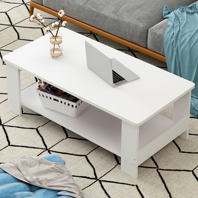Modern Wooden Coffee Table with Storage and 4 Legs Bunching Tables