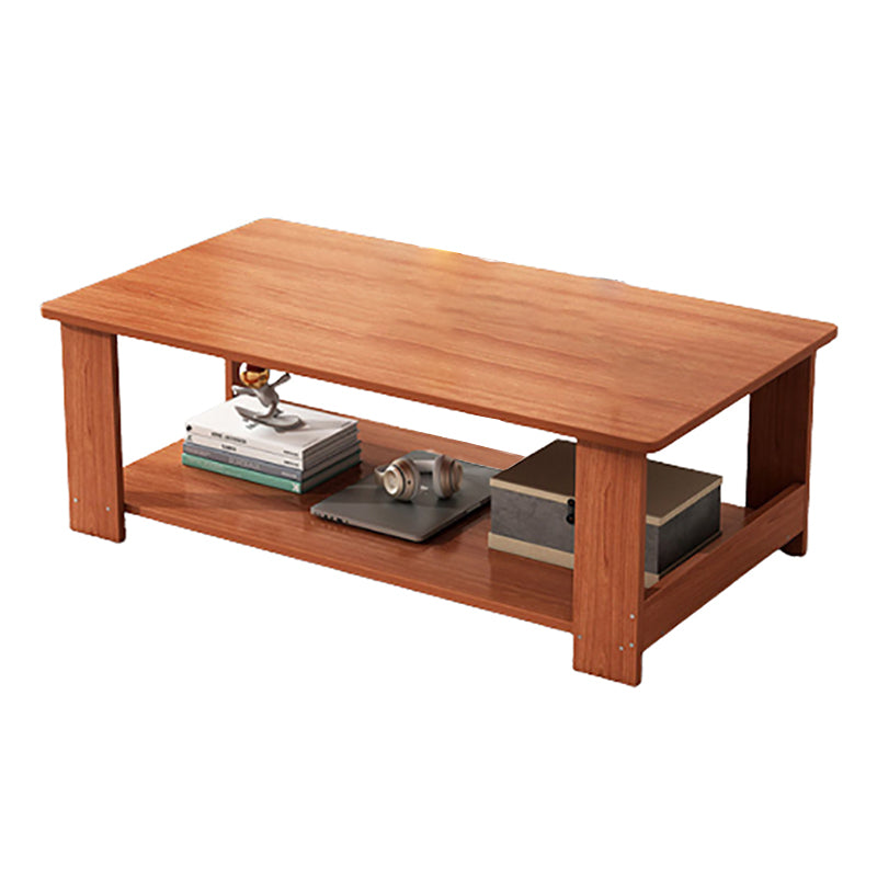 Modern Wooden Coffee Table with Storage and 4 Legs Bunching Tables