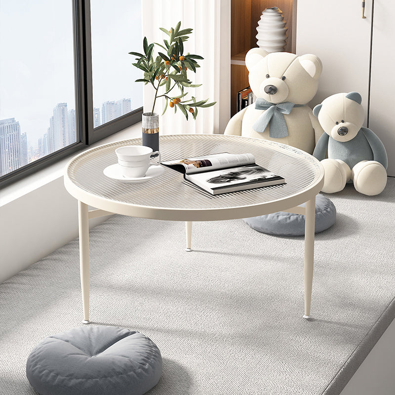 Contemporary Glass 3 Legs Coffee Table with Round Top Bunching Tables