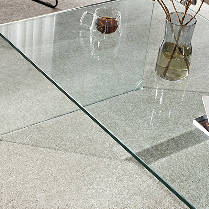 Contemporary Glass Sled Coffee Table Rectangle Cocktail Table
