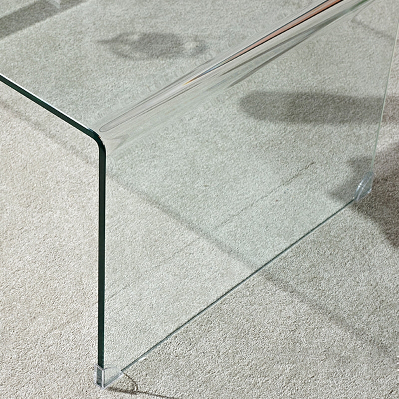 Contemporary Glass Sled Coffee Table Rectangle Cocktail Table