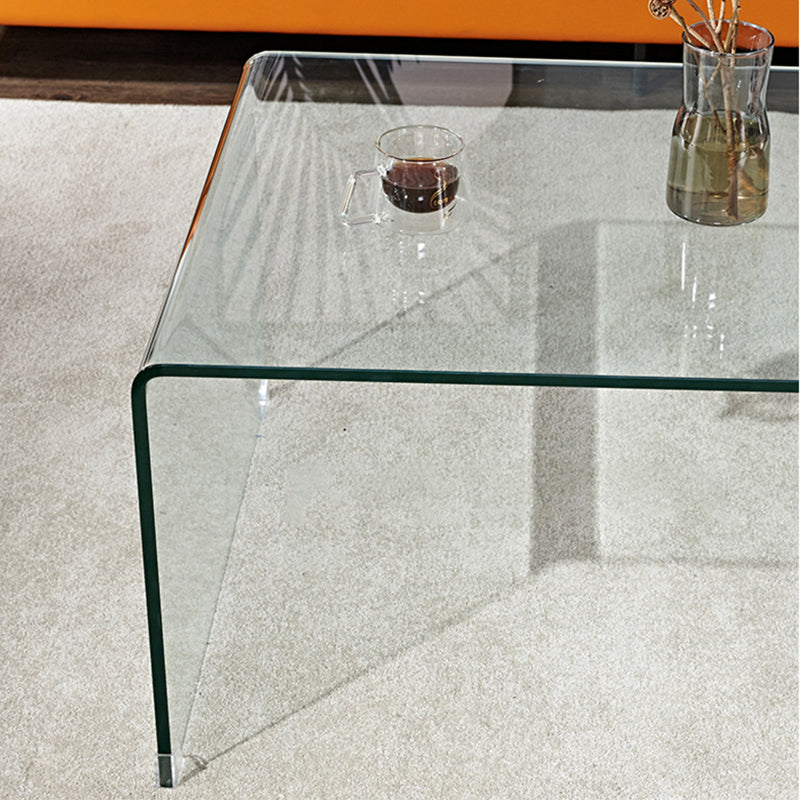 Contemporary Glass Sled Coffee Table Rectangle Cocktail Table