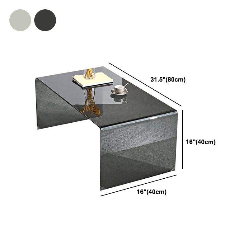 Contemporary Glass Sled Coffee Table Rectangle Cocktail Table