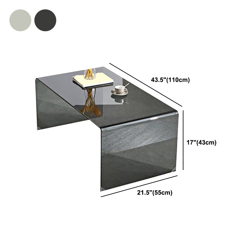 Contemporary Glass Sled Coffee Table Rectangle Cocktail Table