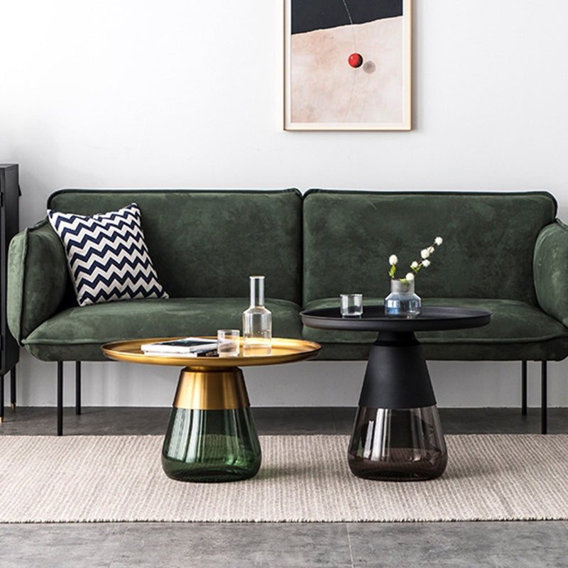 16.5"/20.4" Tall Glass Pedestal Metal Round Tray Top Coffee Table