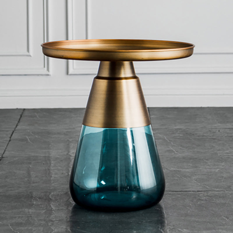 16.5"/20.4" Tall Glass Pedestal Metal Round Tray Top Coffee Table