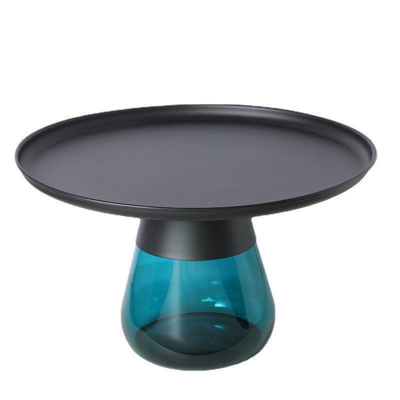 16.5"/20.4" Tall Glass Pedestal Metal Round Tray Top Coffee Table