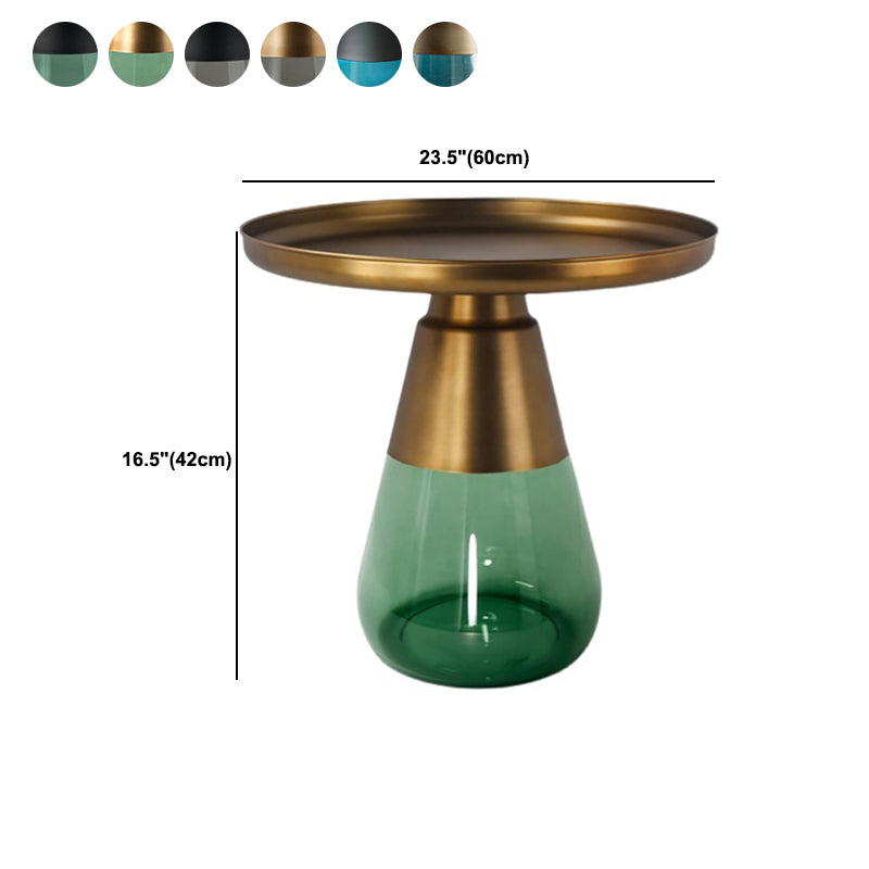 16.5"/20.4" Tall Glass Pedestal Metal Round Tray Top Coffee Table