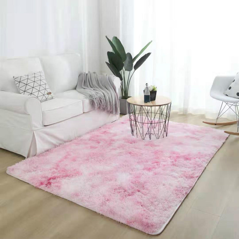 Simplicity Area Carpet Funky Tie Dye Carpet Polyester Shag Rug with Non-Slip Backing