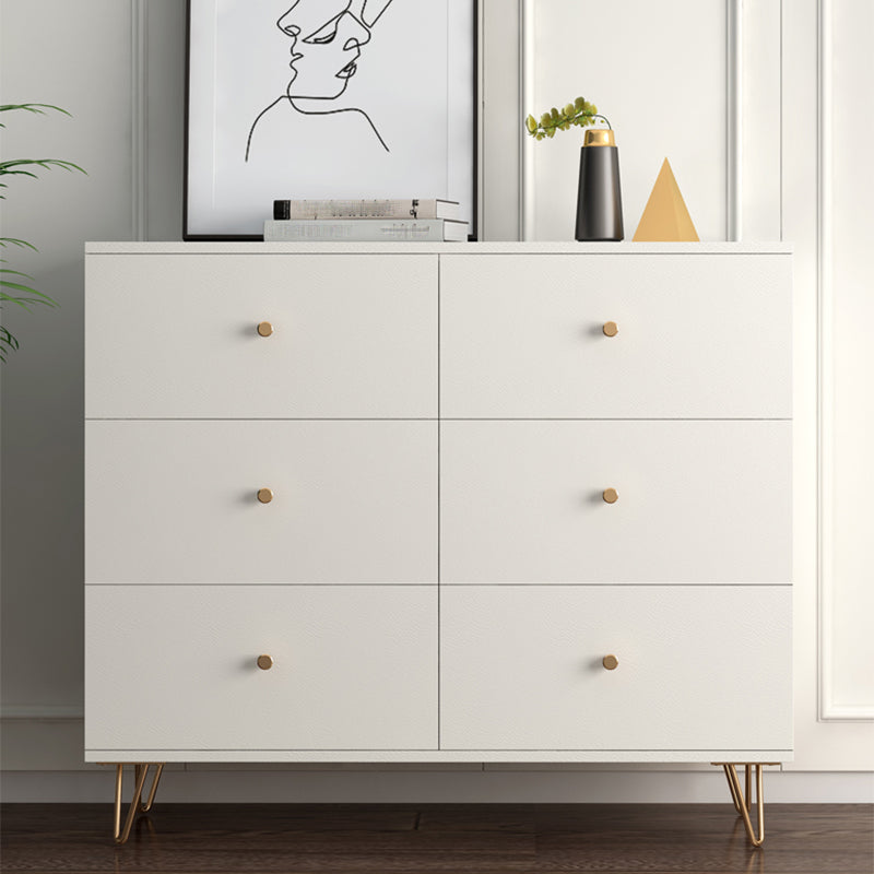 White Contemporary Accent Chest Rectangle Accent Cabinet with Drawers, Scratch Resistant