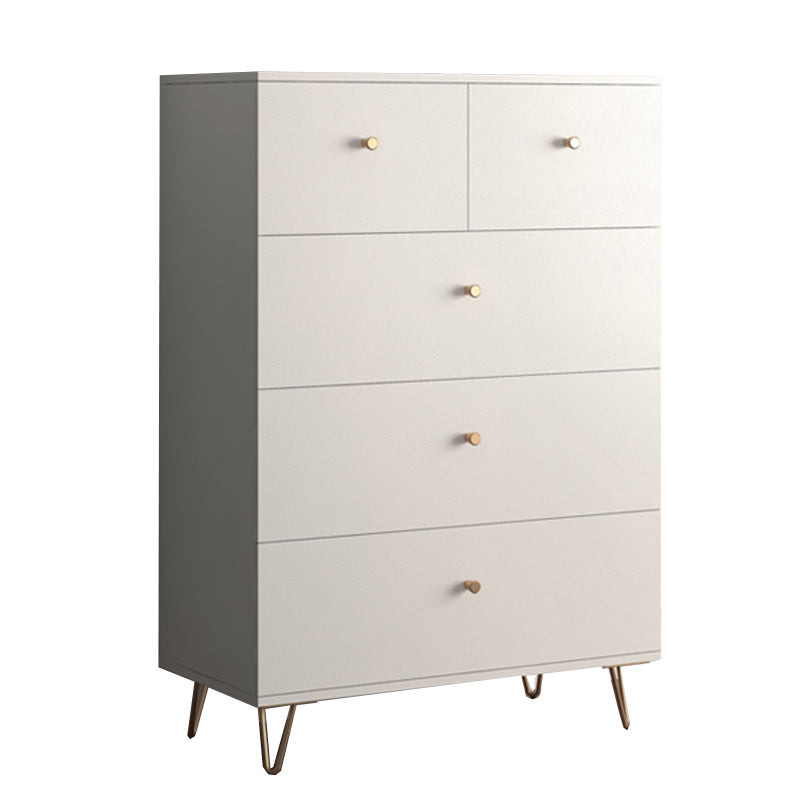 White Contemporary Accent Chest Rectangle Accent Cabinet with Drawers, Scratch Resistant