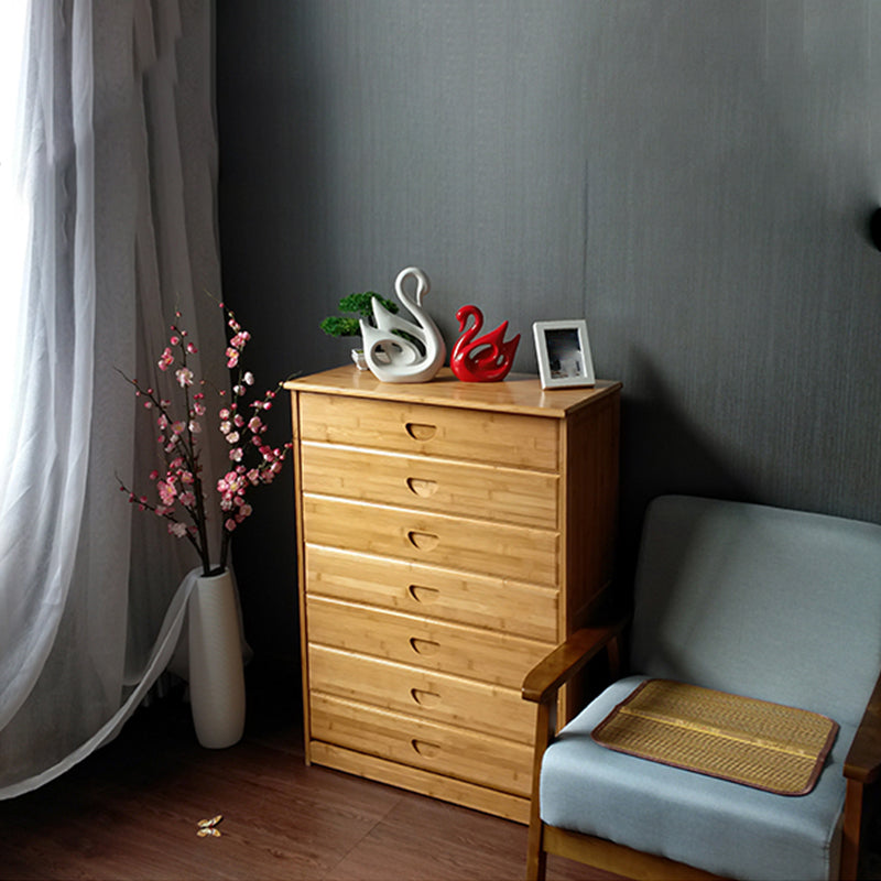 Contemporary Brown Accent Chest Rectangle Chest with Grooves Drawers