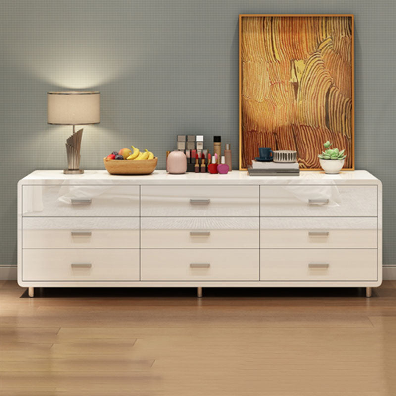 Bedroom Wooden Storage Chest Dresser Horizontal Storage Chest Dresser in White and Grey