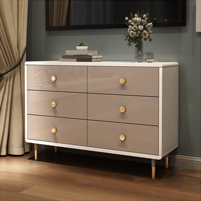 Bedroom Wooden Double Dresser White and Grey Storage Chest Dresser with Drawers