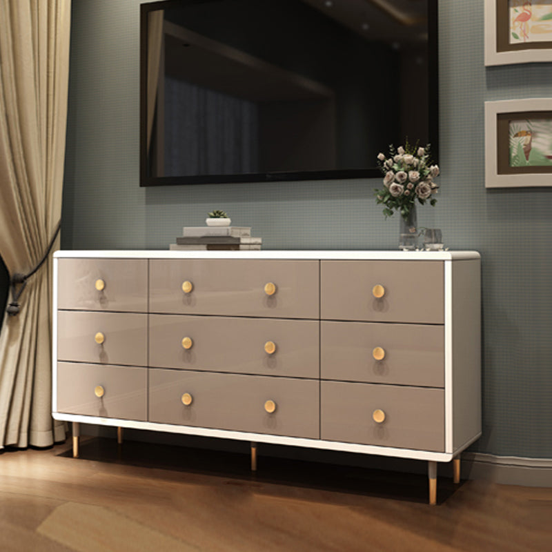 Bedroom Wooden Double Dresser White and Grey Storage Chest Dresser with Drawers