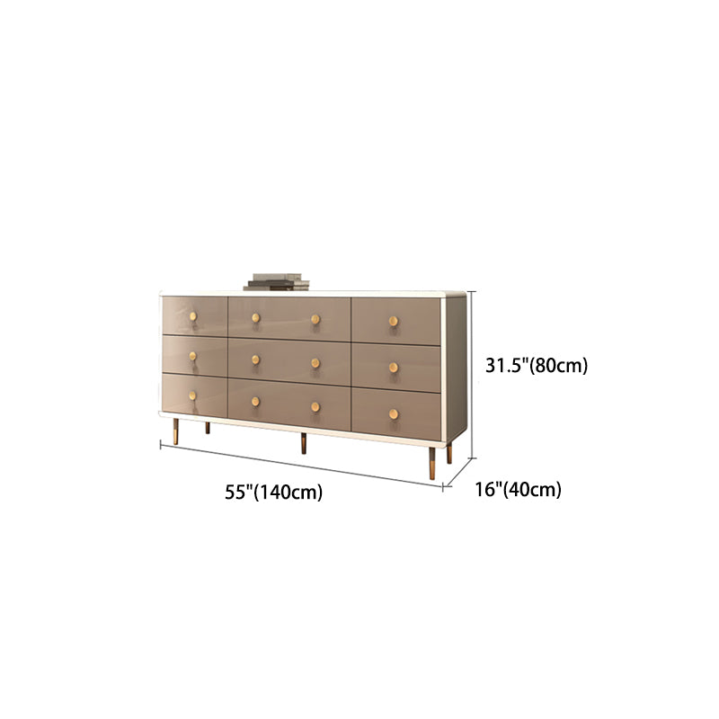 Bedroom Wooden Double Dresser White and Grey Storage Chest Dresser with Drawers