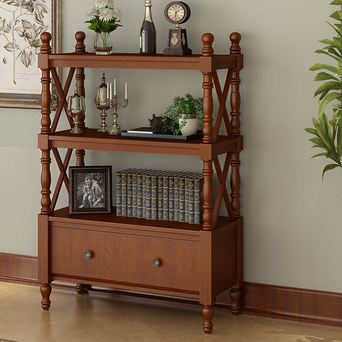 Rectangle Open Storage Bookshelf Nordic Solid Wood Bookshelf with Drawer