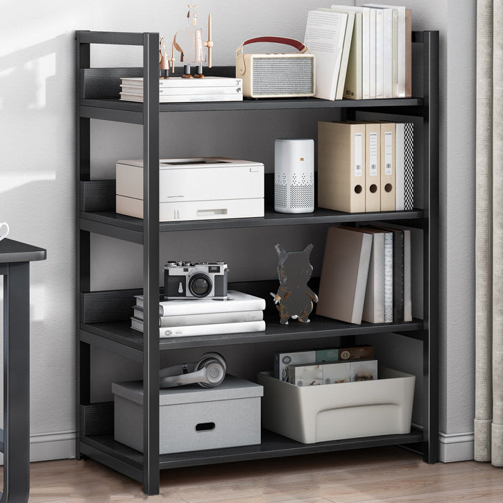 Contemporary Steel Frame Bookcase Wood Open Back Bookcase for Home Office