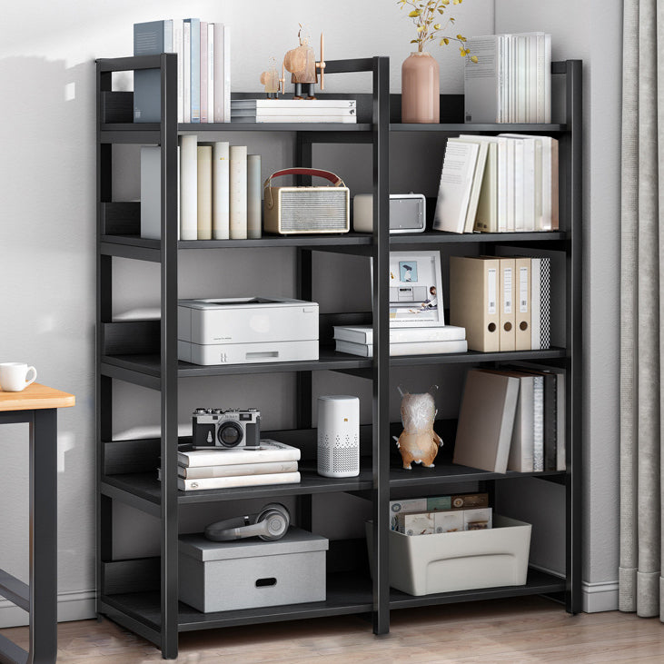 Contemporary Steel Frame Bookcase Wood Open Back Bookcase for Home Office